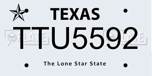 TTU5592 Texas License Plate