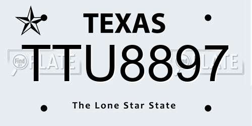 TTU8897 Texas License Plate