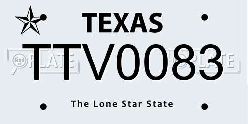 TTV0083 Texas License Plate