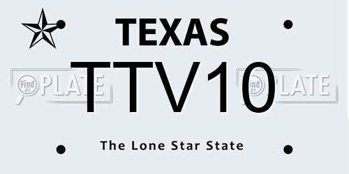 TTV10 Texas License Plate