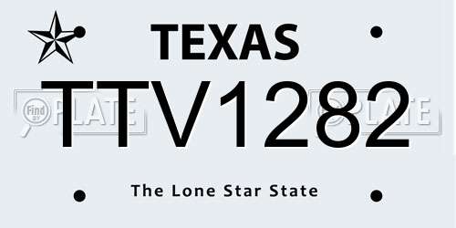 TTV1282 Texas License Plate