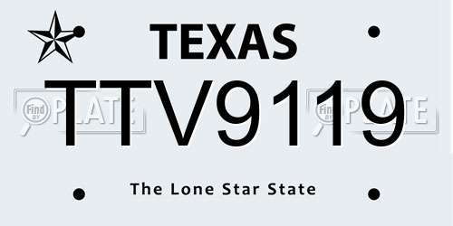 TTV9119 Texas License Plate