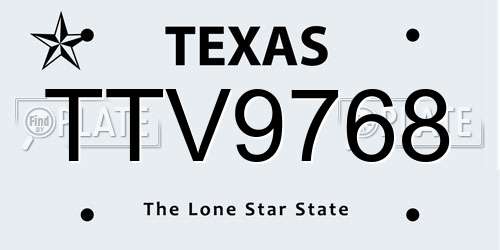 TTV9768 Texas License Plate