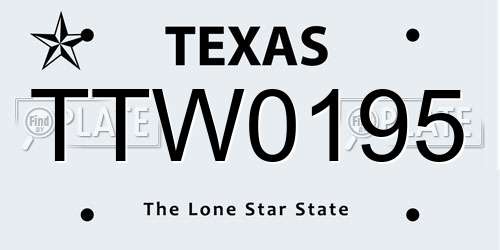 TTW0195 Texas License Plate