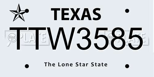 TTW3585 Texas License Plate