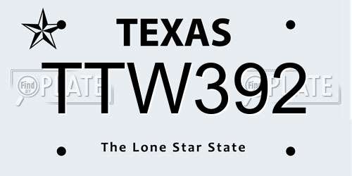 TTW392 Texas License Plate