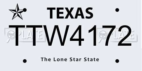 TTW4172 Texas License Plate