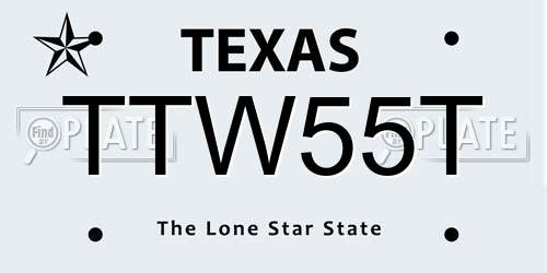 TTW55T Texas License Plate