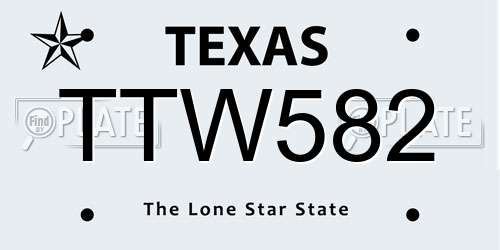 TTW582 Texas License Plate