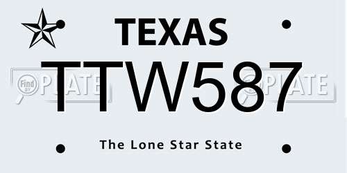 TTW587 Texas License Plate