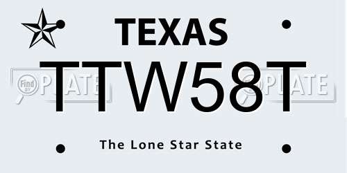 TTW58T Texas License Plate
