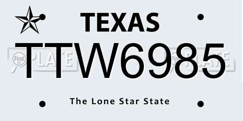 TTW6985 Texas License Plate