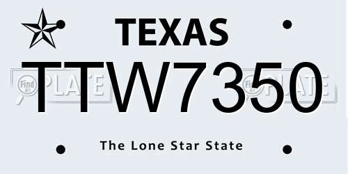 TTW7350 Texas License Plate