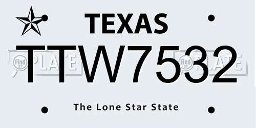 TTW7532 Texas License Plate