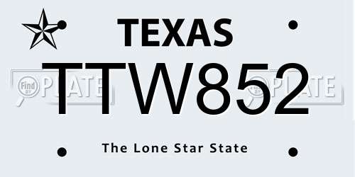 TTW852 Texas License Plate