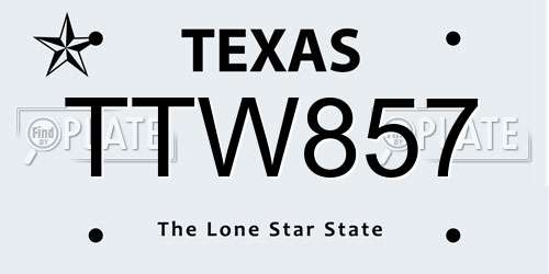 TTW857 Texas License Plate