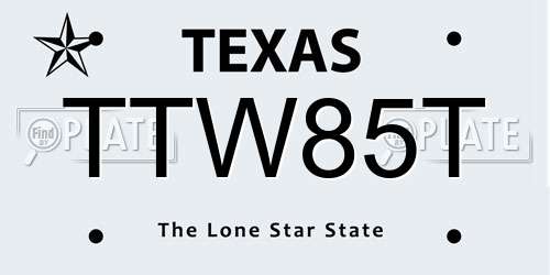 TTW85T Texas License Plate