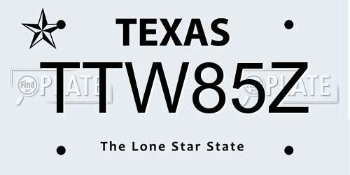 TTW85Z Texas License Plate