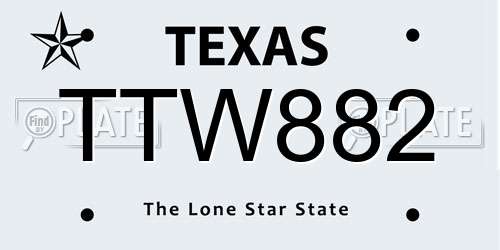 TTW882 Texas License Plate