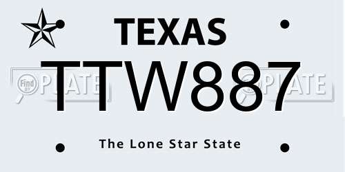 TTW887 Texas License Plate