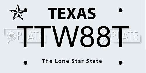 TTW88T Texas License Plate