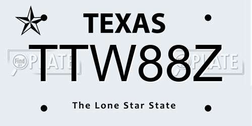 TTW88Z Texas License Plate