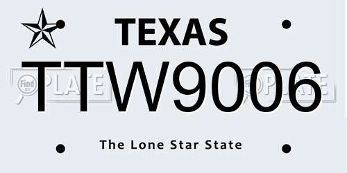TTW9006 Texas License Plate
