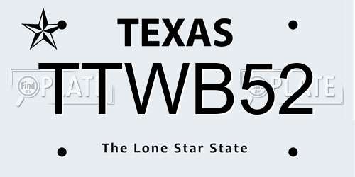 TTWB52 Texas License Plate
