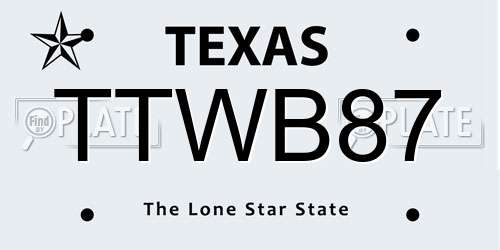 TTWB87 Texas License Plate