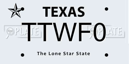 TTWF0 Texas License Plate