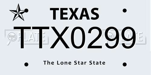 TTX0299 Texas License Plate