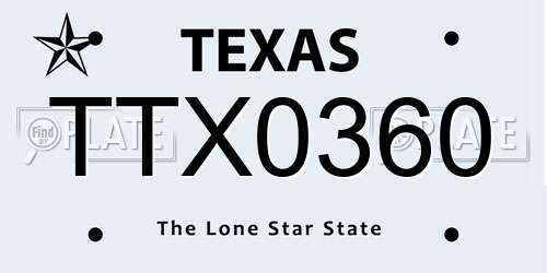 TTX0360 Texas License Plate