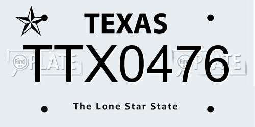 TTX0476 Texas License Plate