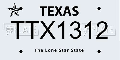 TTX1312 Texas License Plate