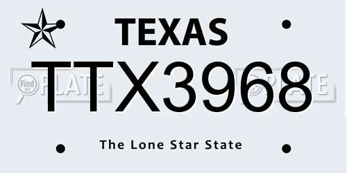 TTX3968 Texas License Plate