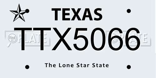 TTX5066 Texas License Plate