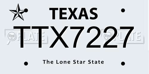 TTX7227 Texas License Plate
