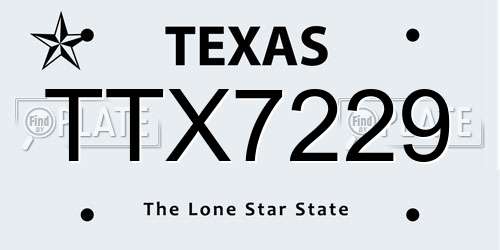 TTX7229 Texas License Plate