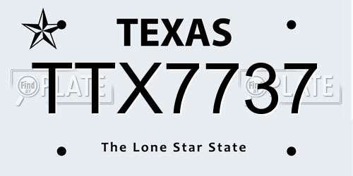 TTX7737 Texas License Plate