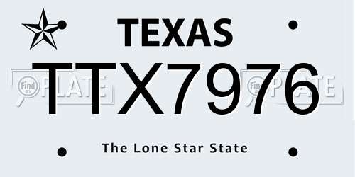TTX7976 Texas License Plate