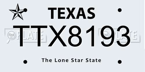 TTX8193 Texas License Plate