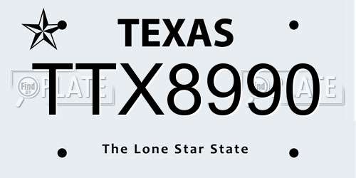 TTX8990 Texas License Plate