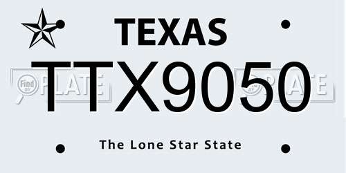 TTX9050 Texas License Plate