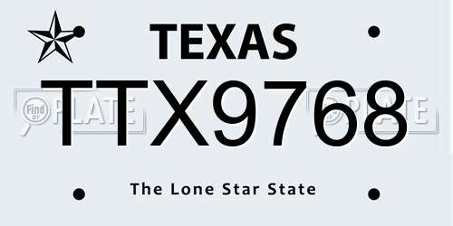TTX9768 Texas License Plate