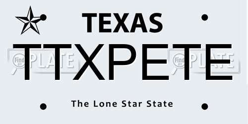 TTXPETE Texas License Plate