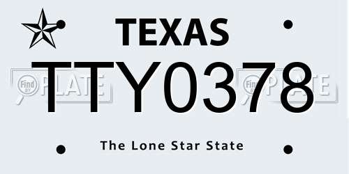 TTY0378 Texas License Plate