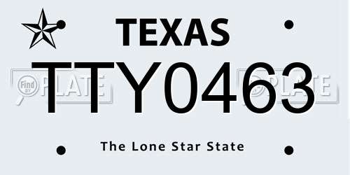 TTY0463 Texas License Plate