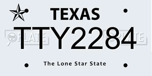 TTY2284 Texas License Plate