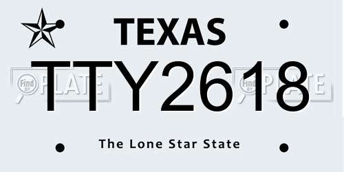 TTY2618 Texas License Plate