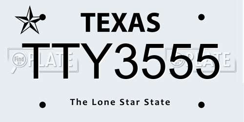 TTY3555 Texas License Plate
